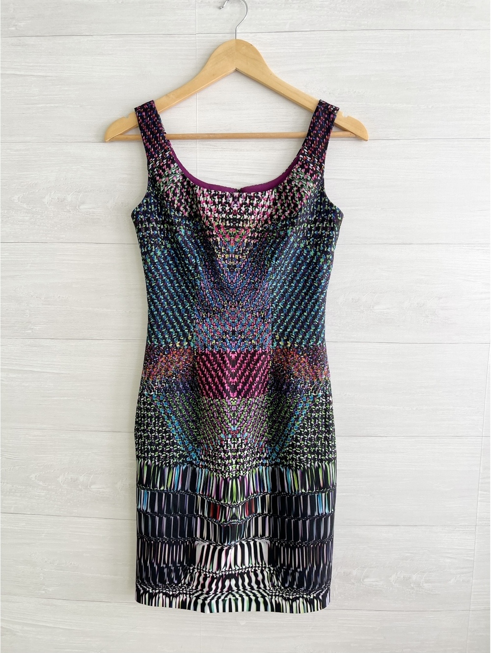 Muse Womens Size 0 Multicolor Abstract Geometric Print Sleeveless Sheath Dress - Picture 3 of 7